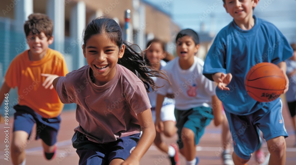 Students practicing sports in a physical education class, highlighting the importance of physical activity in schools Students practicing sports in a physical education class, highlighting the importance of physical activity in schools