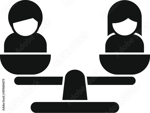 Scale balancing with a man and a woman symbolizing gender equality