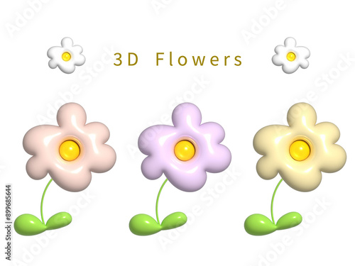 3Dのかわいい花の素材