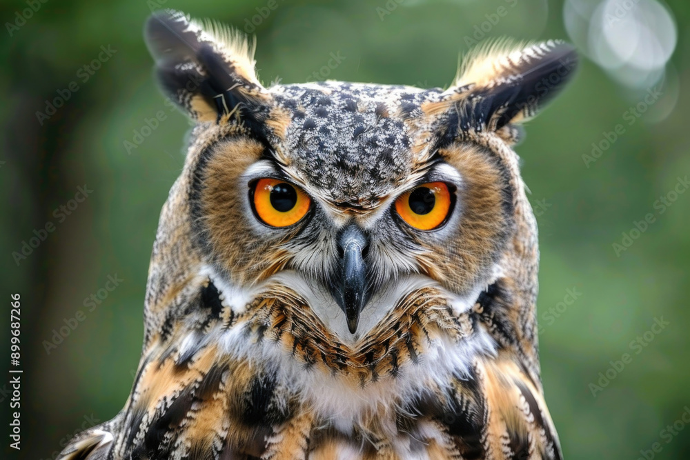A curious owl looks directly into the camera. A curious owl looks directly into the camera.
