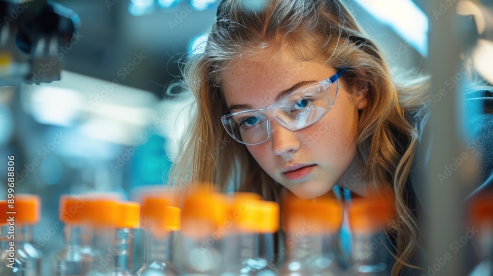 A student conducting a research project with laboratory equipment, emphasizing educational research A student conducting a research project with laboratory equipment, emphasizing educational research