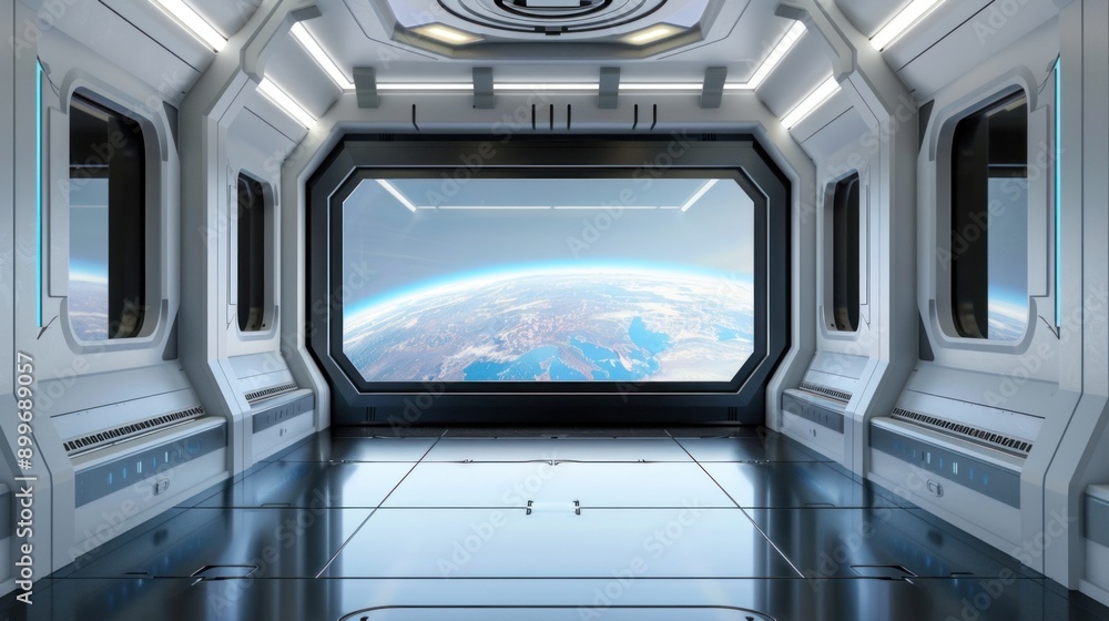 Spaceship Interior With Earth View Spaceship Interior With Earth View