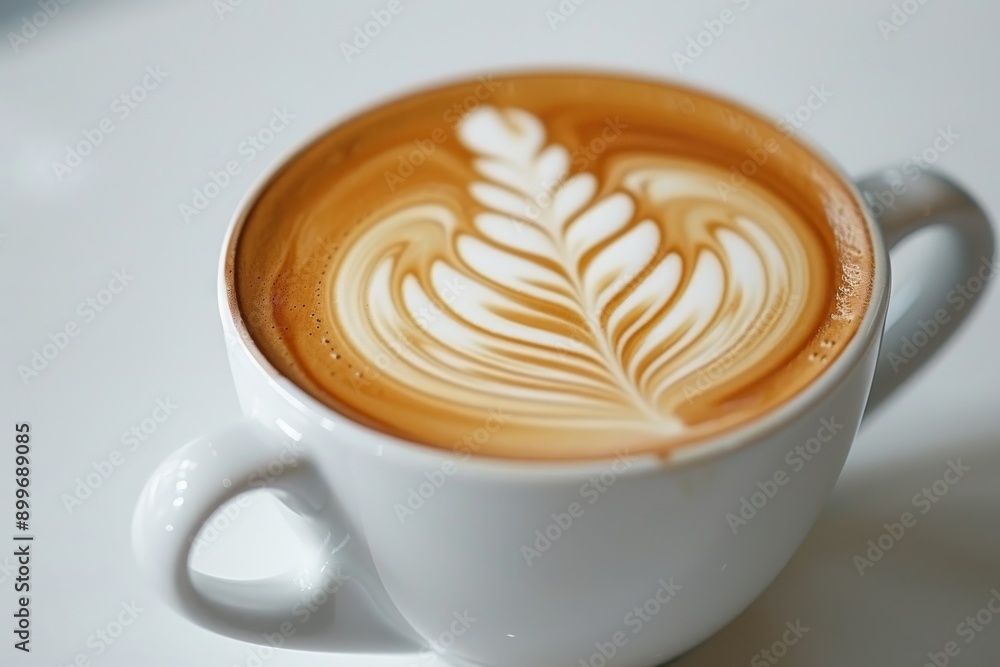 Latte art in a white cup on a marble surface highlighting elegance craftsmanship and the artistry of coffee culture Latte art in a white cup on a marble surface highlighting elegance craftsmanship and the artistry of coffee culture