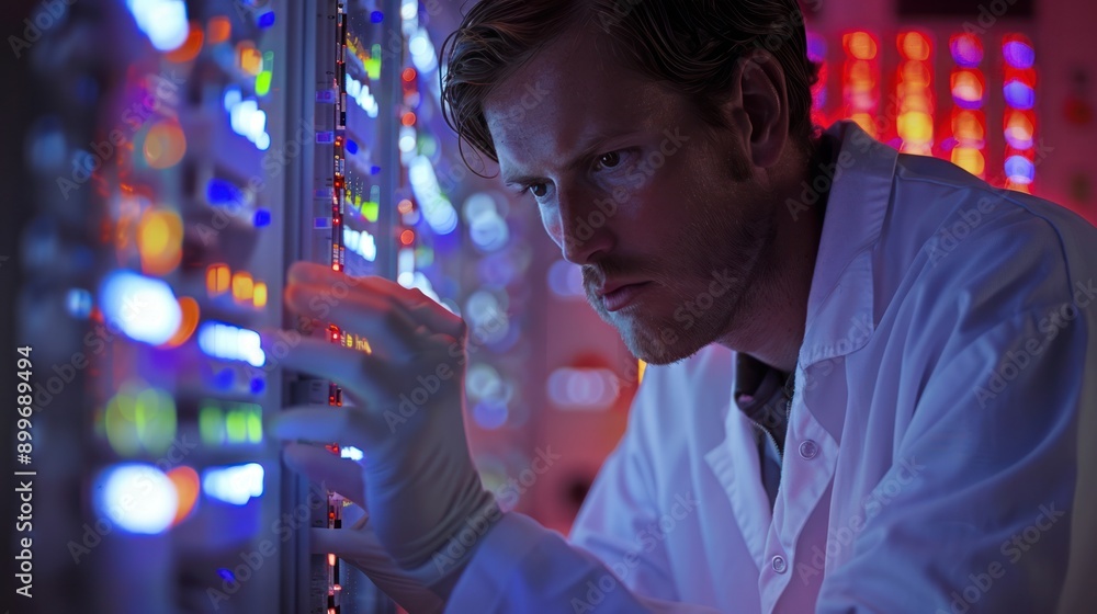 Obraz premium A researcher working on a genetic analysis, highlighting advances in genomics