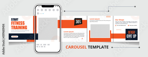 Gym Best Creative Carousel Template Social Media Post creative design with Elements, best work 
 