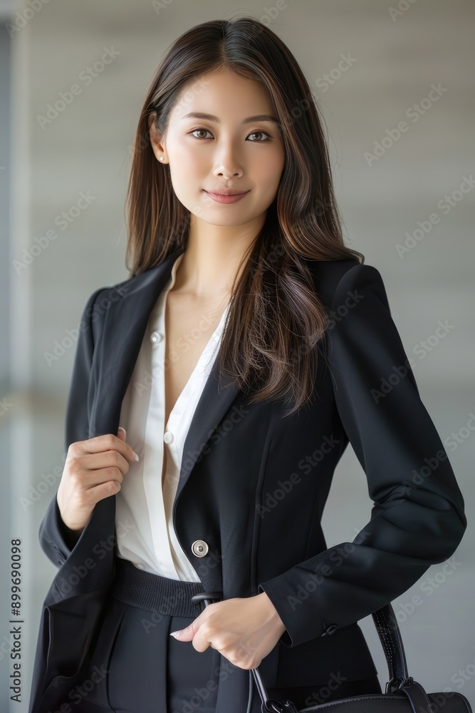 Confident Businesswoman in Black Suit with White Shirt Confident Businesswoman in Black Suit with White Shirt