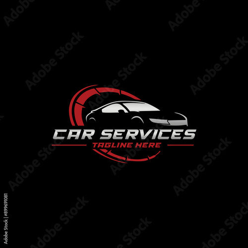 Automotive vector logo isolated template. Car Logo emblem. Vector illustration logo on Sports car theme. Car Garage silhouette isolated