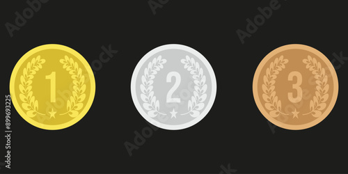Collection of Olympic medals template design isolated black background. Simple flat vector illustrtaion can used news web social media design. EPS 10