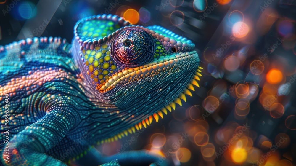 Chameleon Portrait with Bokeh Background Chameleon Portrait with Bokeh Background