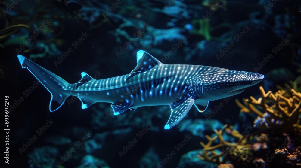 A Shark with White Spots on a Blue Background A Shark with White Spots on a Blue Background