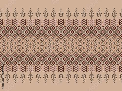 Cross Stitch. Geometric ethnic patterns. Design for Clothing, Fabric, batik, Saree, Patola, Sari, Dupatta, Vyshyvanka, rushnyk, dupatta, Knitwear, Embroidery, Ikkat, Pixel pattern. Traditional Design.