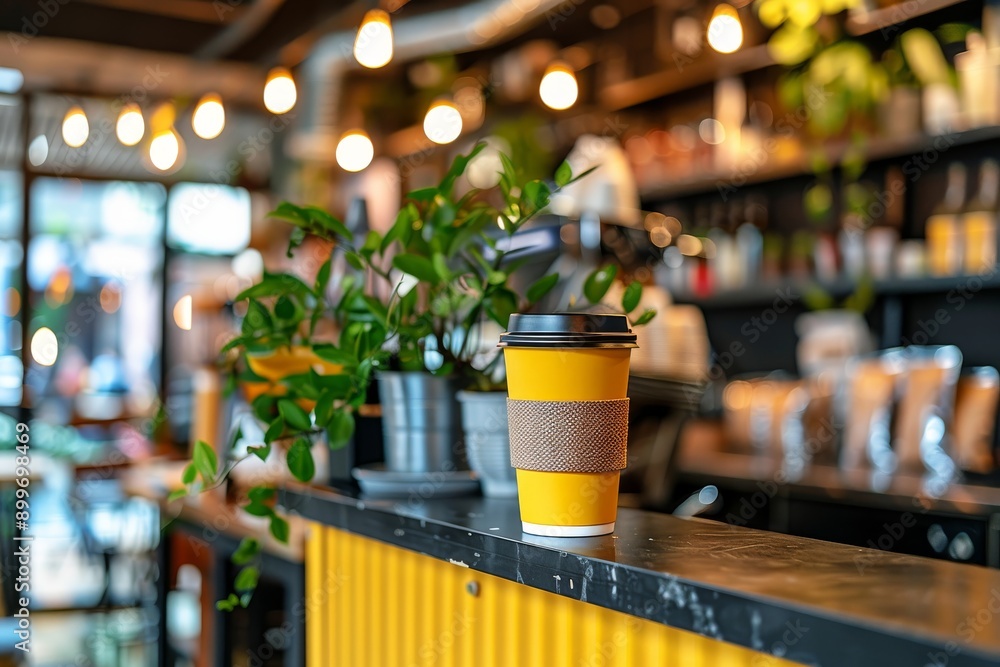 Cozy coffee shop interior with warm lighting and a latte highlighting comfort and inviting charm Cozy coffee shop interior with warm lighting and a latte highlighting comfort and inviting charm