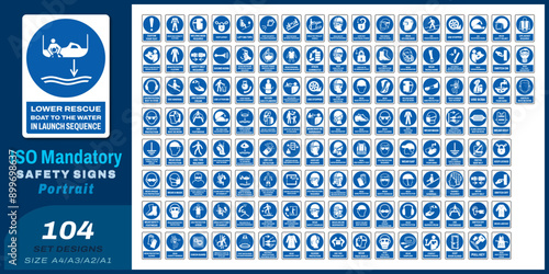 104 set ISO mandatory safety signs V38 size a4/a3/a2/a1	
 photo