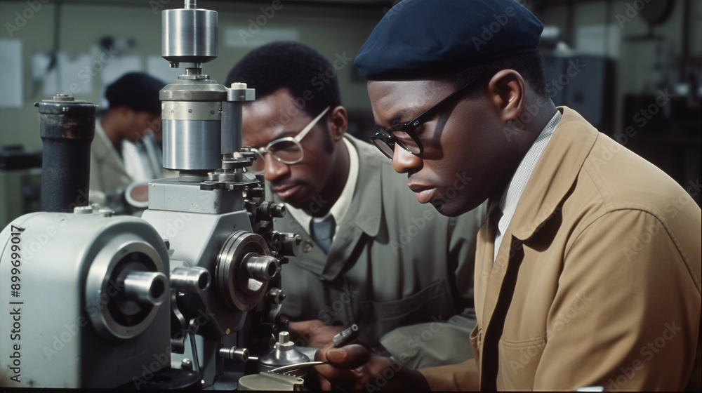 african american scientists working in a lab around heavy machinery african american scientists working in a lab around heavy machinery