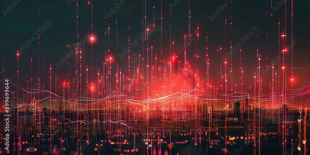 abstract line connection on night city background abstract line connection on night city background