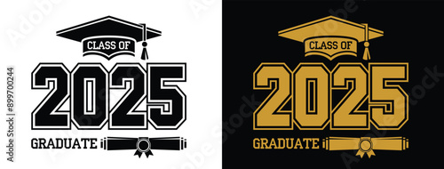 Lettering Class of 2025 for greeting, invitation card. Text for graduation design, congratulation event, T-shirt, party, high school or college graduate. Vector on transparent background