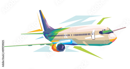 Airplane with colorful design vector illustration