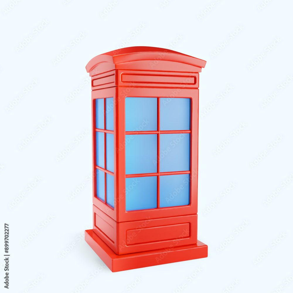 Cute 3d cartoon red telephone box of London isolated on white background. Street phone cabin. Country symbol of Great Britain. Design for travel to London or learn English. Vector illustration. Cute 3d cartoon red telephone box of London isolated on white background. Street phone cabin. Country symbol of Great Britain. Design for travel to London or learn English. Vector illustration.
