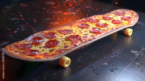 Pizza Skate for graphic t shirt and other graphic 3D randering.  photo