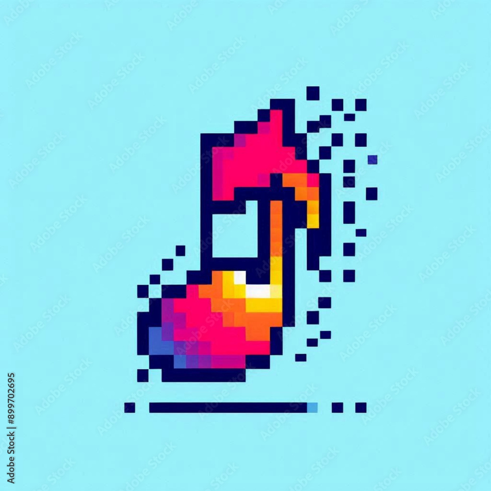 Fototapeta premium Pixel Art Logo Depicting a Music Note with Bright Colors