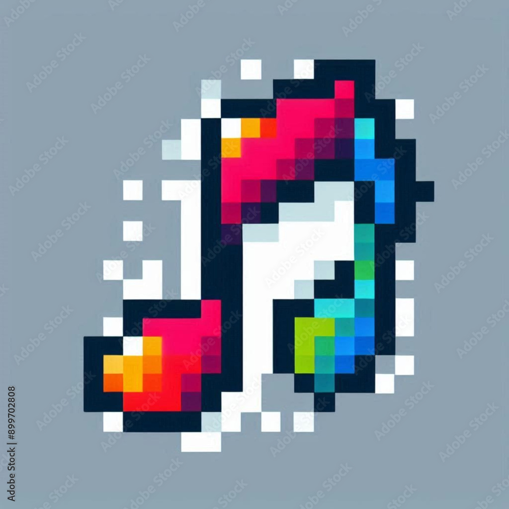 Fototapeta premium Pixel Art Logo Depicting a Music Note with Bright Colors