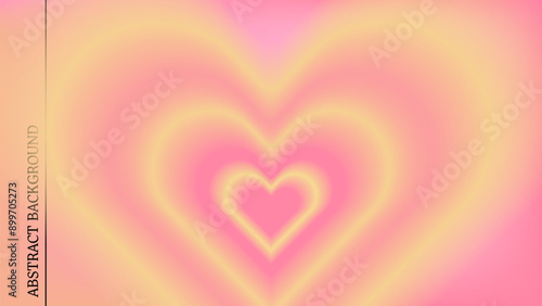 Y2k heart gradation bg. Pink and yellow love aura and cute gradient background. Trendy blur aesthetic concept for romantic card. Retro 2000s graphic for presentation cover. Fantastic dreamy layout