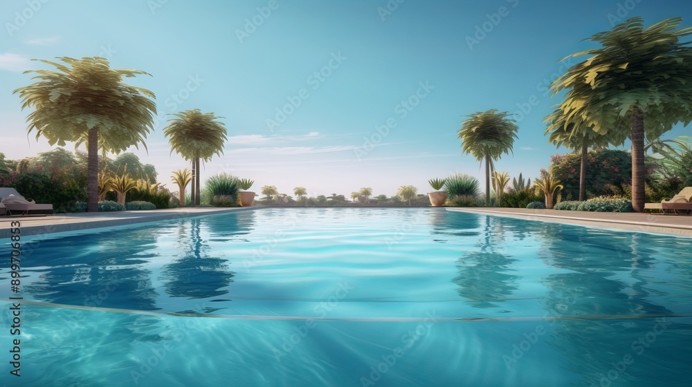 Swimming Pool with Blue Sky and Trees Swimming Pool with Blue Sky and Trees