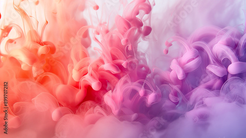 Vibrant Ink Drops in Water Creating Fluid Art © Valeria
