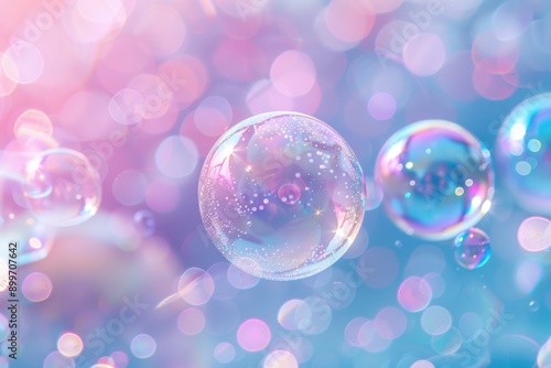 Colorful Bubbles with Soft Bokeh Background