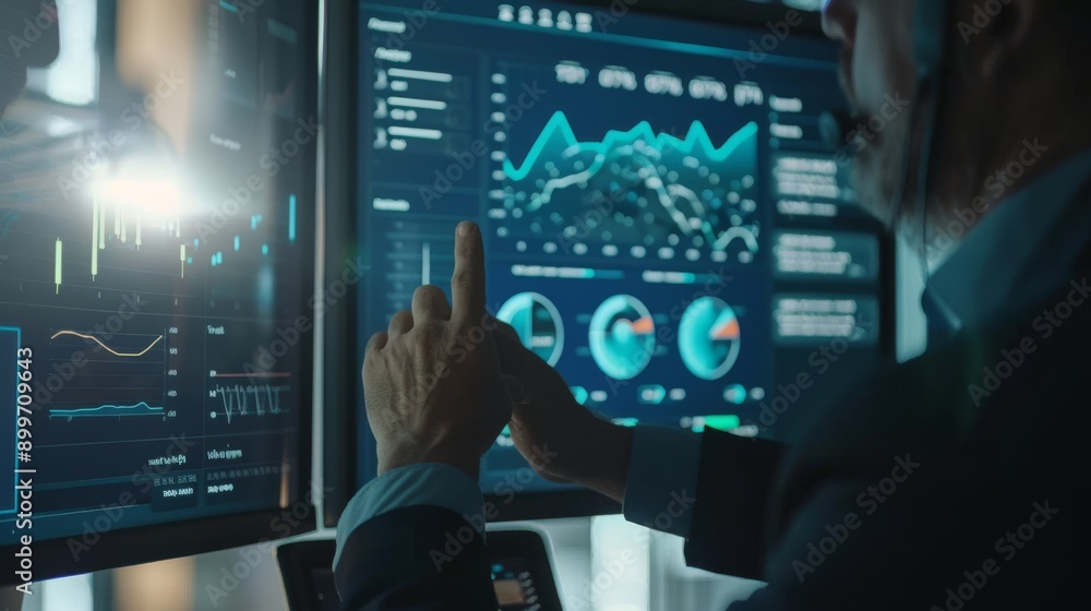 Business finance data analytics graph.Financial management technology.Advisor using KPI Dashboard on virtual screen. Business finance data analytics graph.Financial management technology.Advisor using KPI Dashboard on virtual screen.