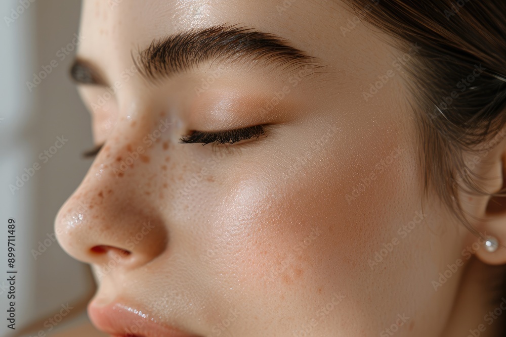 Fototapeta premium Detailed close-up shot of natural, healthy human skin texture