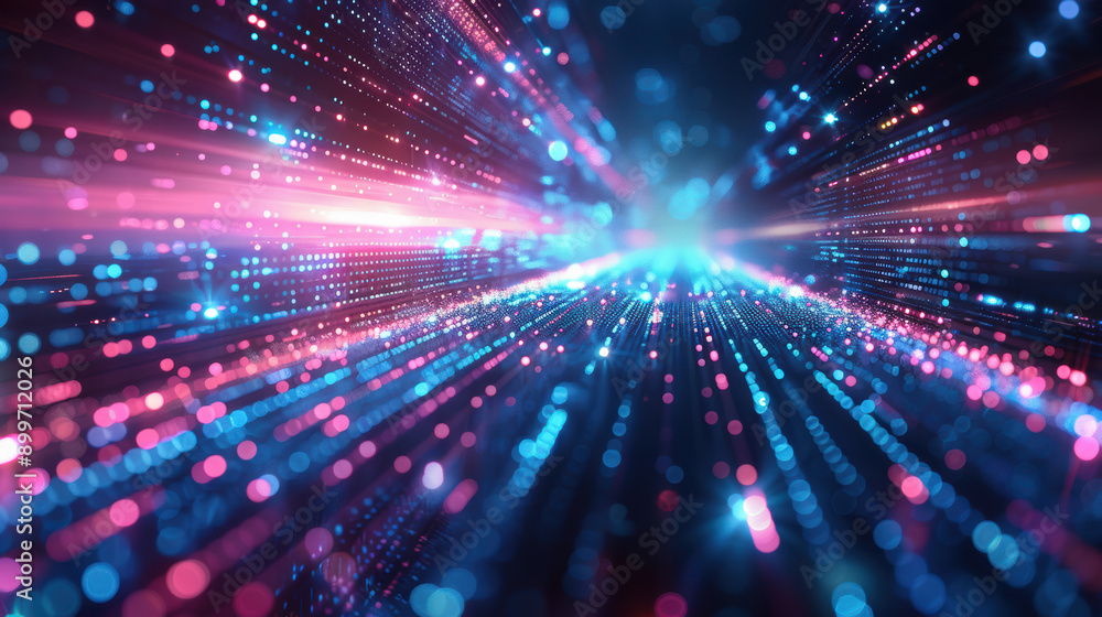 Abstract digital data particles and light streaks background in blue and pink. High-tech and futuristic concept for technology themes. Abstract digital data particles and light streaks background in blue and pink. High-tech and futuristic concept for technology themes.