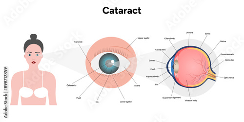 Cataract vision disorder problem and human eye anatomy