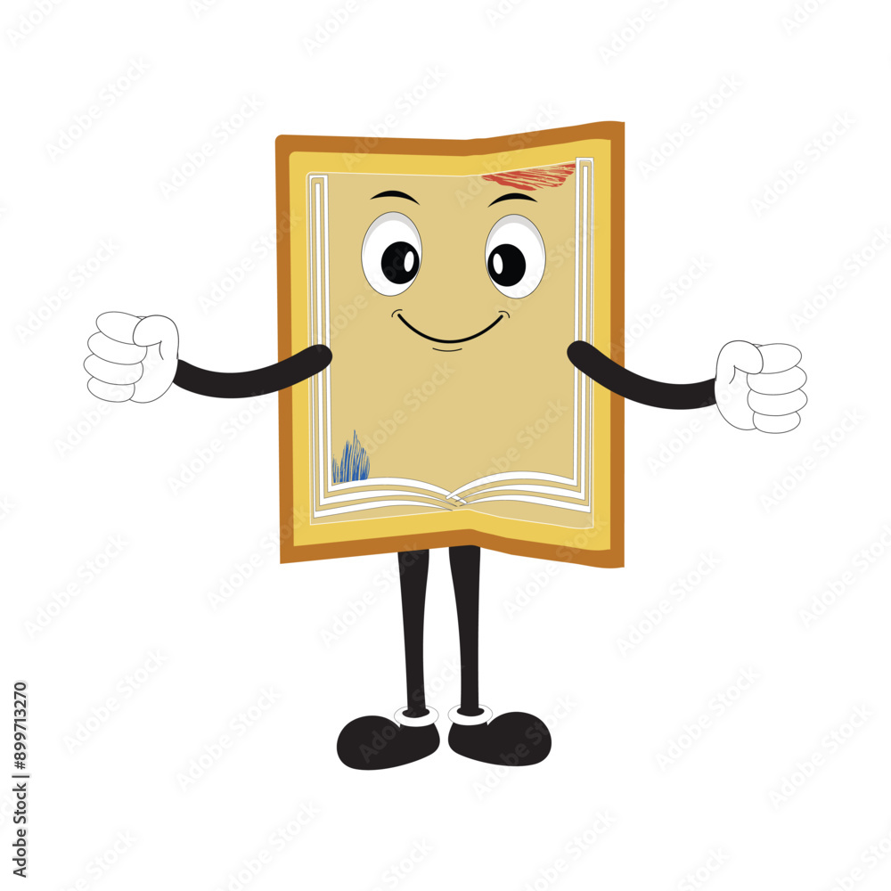 Book character design or book mascot, perfect for logo, web and print illustration, Cute funny book hand drawn cartoon kawaii simple icon. Isolated on white background. Book think,literature childis Book character design or book mascot, perfect for logo, web and print illustration, Cute funny book hand drawn cartoon kawaii simple icon. Isolated on white background. Book think,literature childis