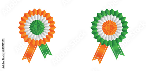set of Indian flag badge vector on white isolated