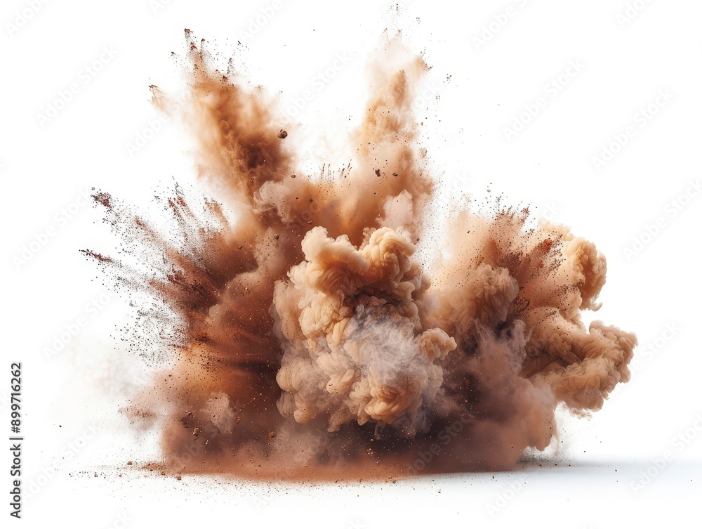 Brown Dust Explosion Isolated on White Brown Dust Explosion Isolated on White