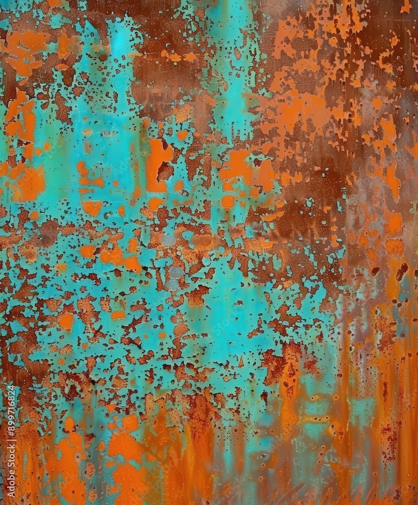 Vibrant Rusty Wall With Blue and Brown Patterns Under Natural Light Vibrant Rusty Wall With Blue and Brown Patterns Under Natural Light