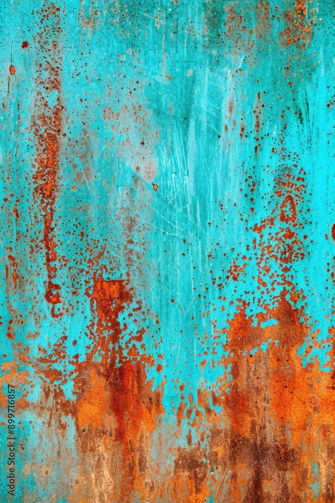 Rusty Wall Featuring Blue and Brown Colors in an Urban Environment Rusty Wall Featuring Blue and Brown Colors in an Urban Environment