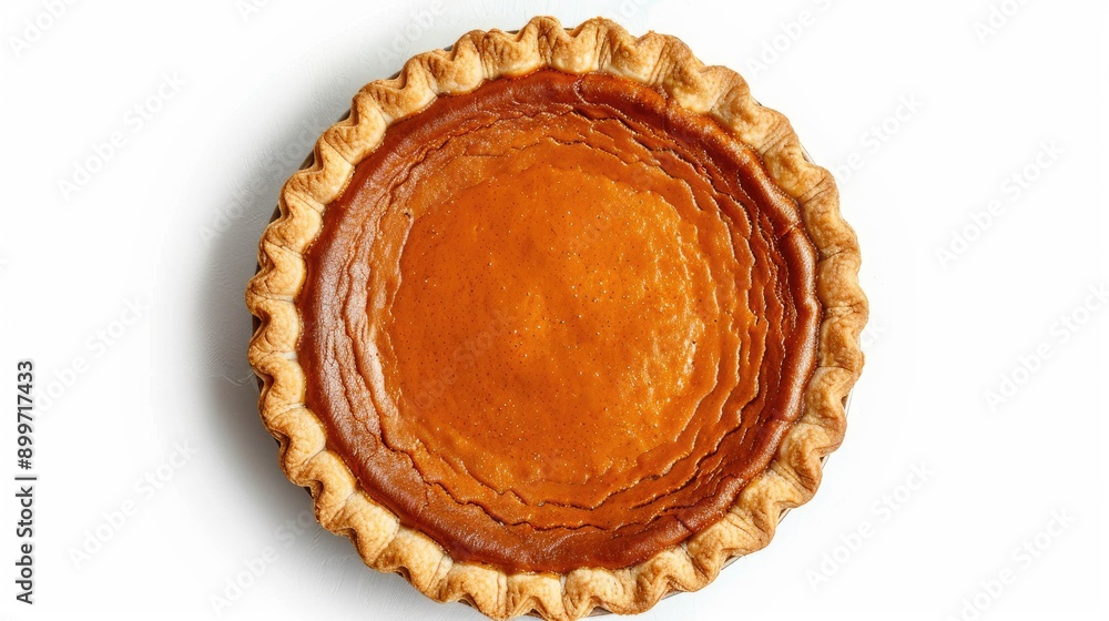 American pumpkin pie on white background Top view American pumpkin pie on white background Top view
