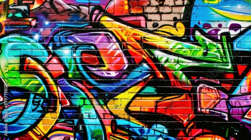 Wallpaper Mural Vibrant Colorful Graffiti Mural on Brick Wall in Urban Location Torontodigital.ca