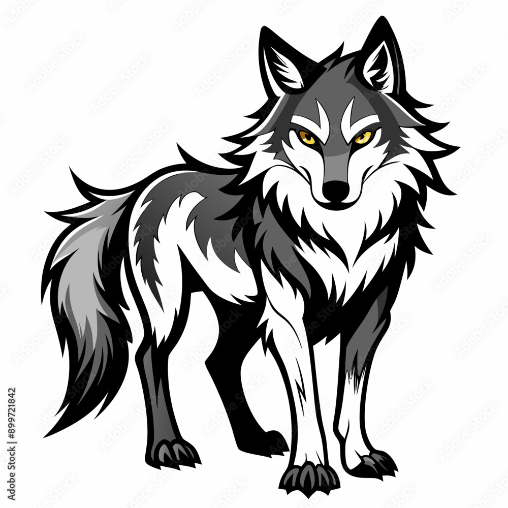 Fototapeta premium Wolf Silhouette Vector Illustration 