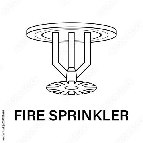 Fire Sprinkler Icon Symbol. Automatic Fire Extinguishing System. Vector Illustration. 