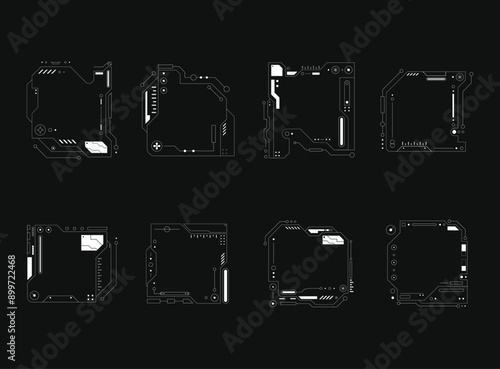 Futuristic interface ui elements. Futuristic HUD elements. Hud interface set. Vector illustration.