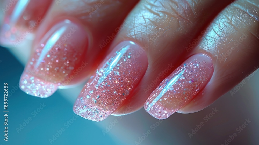 Close-Up of Pink and Glitter Nail Polish Close-Up of Pink and Glitter Nail Polish