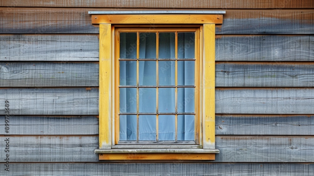 Wooden framed window in a weatherboard wall Wooden framed window in a weatherboard wall