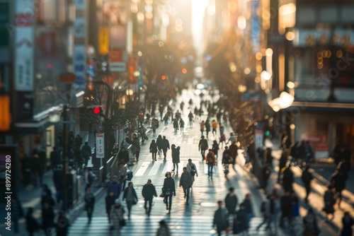 Wallpaper Mural Close-up of business district with bustling streets, representing vibrant commercial activity Torontodigital.ca