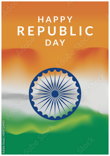 Happy Republic Day. Indian tricolor background with flag. Vector illustration.