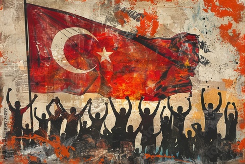 Contemporary Art Collage of Turkey Soccer Fans