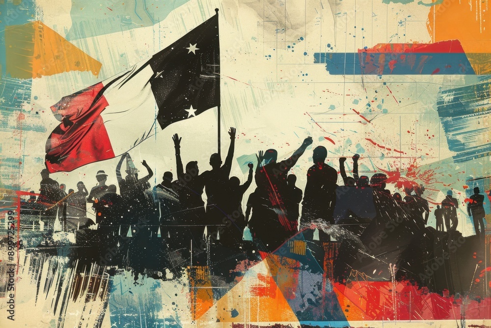 Fototapeta premium Contemporary Art Collage of France Soccer Fans