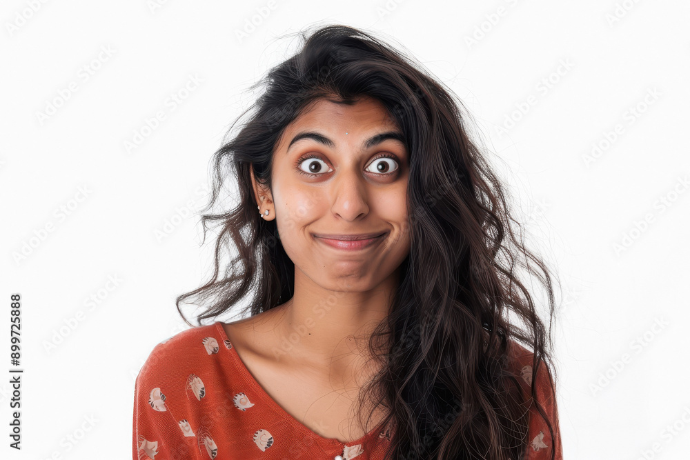 woman confused looking side away on white background woman confused looking side away on white background